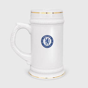 Кружка пивная с принтом Chelsea FC в Кировске,  керамика (Материал выдерживает высокую температуру, стоит избегать резкого перепада температур) |  объем 630 мл | 