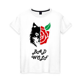 Женская футболка хлопок с принтом Bad Wolf в Кировске, 100% хлопок | прямой крой, круглый вырез горловины, длина до линии бедер, слегка спущенное плечо | 