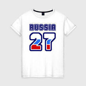 Женская футболка хлопок с принтом Russia - 27 (Хабаровский край) в Кировске, 100% хлопок | прямой крой, круглый вырез горловины, длина до линии бедер, слегка спущенное плечо | 
