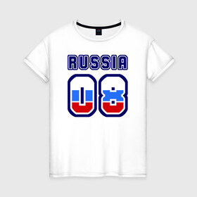 Женская футболка хлопок с принтом Russia - 08 (Респ. Калмыкия) в Кировске, 100% хлопок | прямой крой, круглый вырез горловины, длина до линии бедер, слегка спущенное плечо | 