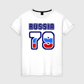 Женская футболка хлопок с принтом Russia - 79 (Еврейская АО) в Кировске, 100% хлопок | прямой крой, круглый вырез горловины, длина до линии бедер, слегка спущенное плечо | 