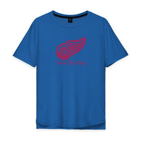 Мужская футболка хлопок Oversize с принтом Detroit Red Wings в Кировске, 100% хлопок | свободный крой, круглый ворот, “спинка” длиннее передней части | detroit red wings | nhl | хоккей
