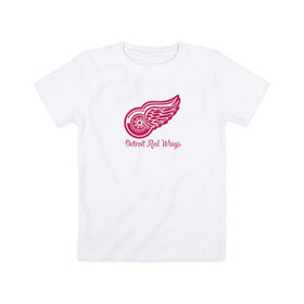 Детская футболка хлопок с принтом Detroit Red Wings в Кировске, 100% хлопок | круглый вырез горловины, полуприлегающий силуэт, длина до линии бедер | Тематика изображения на принте: detroit red wings | nhl | хоккей