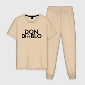 Мужская пижама хлопок с принтом Don Diablo в Кировске, 100% хлопок | брюки и футболка прямого кроя, без карманов, на брюках мягкая резинка на поясе и по низу штанин
 | dj | don diablo | house | хаус
