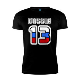 Мужская футболка премиум с принтом Russia - 13 (Респ. Мордовия) в Кировске, 92% хлопок, 8% лайкра | приталенный силуэт, круглый вырез ворота, длина до линии бедра, короткий рукав | 