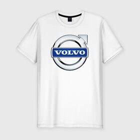 Мужская футболка премиум с принтом Volvo в Кировске, 92% хлопок, 8% лайкра | приталенный силуэт, круглый вырез ворота, длина до линии бедра, короткий рукав | volvo | volvoлоготип | грузовик