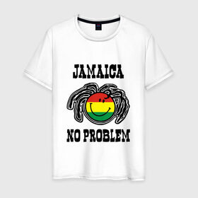 Мужская футболка хлопок с принтом Jamaica в Кировске, 100% хлопок | прямой крой, круглый вырез горловины, длина до линии бедер, слегка спущенное плечо. | bob marley | jamaica | no problem | reggae | растаман | регги