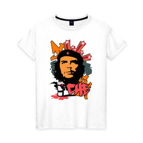 Женская футболка хлопок с принтом Эрнесто Че Гевара (граффити) в Кировске, 100% хлопок | прямой крой, круглый вырез горловины, длина до линии бедер, слегка спущенное плечо | че гевара