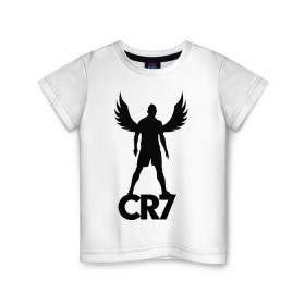 Детская футболка хлопок с принтом Ronaldo в Кировске, 100% хлопок | круглый вырез горловины, полуприлегающий силуэт, длина до линии бедер | крылья