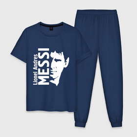 Мужская пижама хлопок с принтом Messi в Кировске, 100% хлопок | брюки и футболка прямого кроя, без карманов, на брюках мягкая резинка на поясе и по низу штанин
 | месси