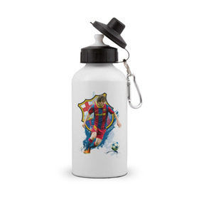 Бутылка спортивная с принтом Messi в Кировске, металл | емкость — 500 мл, в комплекте две пластиковые крышки и карабин для крепления | месси