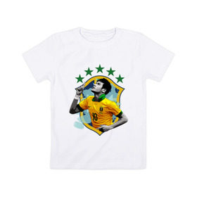 Детская футболка хлопок с принтом Neymar в Кировске, 100% хлопок | круглый вырез горловины, полуприлегающий силуэт, длина до линии бедер | Тематика изображения на принте: неймар