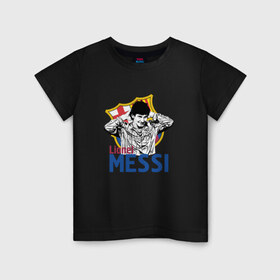 Детская футболка хлопок с принтом Messi в Кировске, 100% хлопок | круглый вырез горловины, полуприлегающий силуэт, длина до линии бедер | Тематика изображения на принте: 