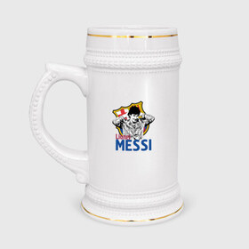 Кружка пивная с принтом Messi в Кировске,  керамика (Материал выдерживает высокую температуру, стоит избегать резкого перепада температур) |  объем 630 мл | Тематика изображения на принте: 
