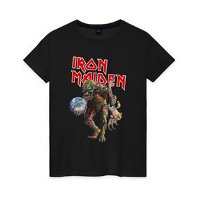 Женская футболка хлопок с принтом Iron Maiden в Кировске, 100% хлопок | прямой крой, круглый вырез горловины, длина до линии бедер, слегка спущенное плечо | iron maiden | земля | инопланетяне | музыка | олдскул | рок