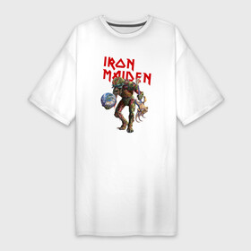Платье-футболка хлопок с принтом Iron Maiden в Кировске,  |  | iron maiden | земля | инопланетяне | музыка | олдскул | рок