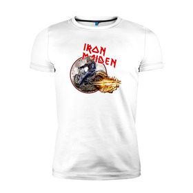 Мужская футболка премиум с принтом Iron Maiden bike в Кировске, 92% хлопок, 8% лайкра | приталенный силуэт, круглый вырез ворота, длина до линии бедра, короткий рукав | скелет