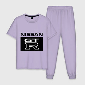 Мужская пижама хлопок с принтом Nissan gtr в Кировске, 100% хлопок | брюки и футболка прямого кроя, без карманов, на брюках мягкая резинка на поясе и по низу штанин
 | gtr | nissan | авто | гтр | нисан