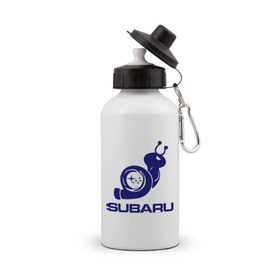 Бутылка спортивная с принтом Subaru в Кировске, металл | емкость — 500 мл, в комплекте две пластиковые крышки и карабин для крепления | subaru | авто | субарик | субару | турбина | улитка