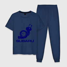 Мужская пижама хлопок с принтом Subaru в Кировске, 100% хлопок | брюки и футболка прямого кроя, без карманов, на брюках мягкая резинка на поясе и по низу штанин
 | subaru | авто | субарик | субару | турбина | улитка