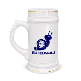 Кружка пивная с принтом Subaru в Кировске,  керамика (Материал выдерживает высокую температуру, стоит избегать резкого перепада температур) |  объем 630 мл | subaru | авто | субарик | субару | турбина | улитка