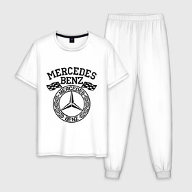 Мужская пижама хлопок с принтом Mercedes Benz в Кировске, 100% хлопок | брюки и футболка прямого кроя, без карманов, на брюках мягкая резинка на поясе и по низу штанин
 | benz | merсedes | авто | бенз | мерседес