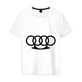 Мужская футболка хлопок с принтом Audi кастет в Кировске, 100% хлопок | прямой крой, круглый вырез горловины, длина до линии бедер, слегка спущенное плечо. | Тематика изображения на принте: audi | авто | ауди | кастет