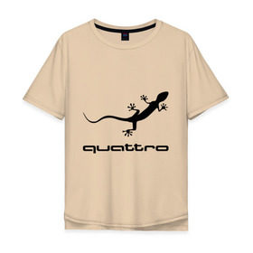 Мужская футболка хлопок Oversize с принтом Audi quattro в Кировске, 100% хлопок | свободный крой, круглый ворот, “спинка” длиннее передней части | audi | quattro | авто | ауди | кватро | логотип