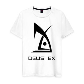 Мужская футболка хлопок с принтом Deus Ex в Кировске, 100% хлопок | прямой крой, круглый вырез горловины, длина до линии бедер, слегка спущенное плечо. | deus ex дэус деус экс
