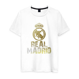 Мужская футболка хлопок с принтом Real Madrid в Кировске, 100% хлопок | прямой крой, круглый вырез горловины, длина до линии бедер, слегка спущенное плечо. | real madrid | реал мадрид | спорт | футбол