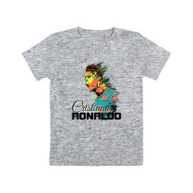 Детская футболка хлопок с принтом Cristiano Ronaldo в Кировске, 100% хлопок | круглый вырез горловины, полуприлегающий силуэт, длина до линии бедер | Тематика изображения на принте: 