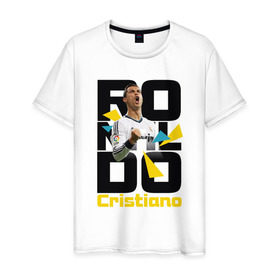 Мужская футболка хлопок с принтом Ronaldo в Кировске, 100% хлопок | прямой крой, круглый вырез горловины, длина до линии бедер, слегка спущенное плечо. | роналдо