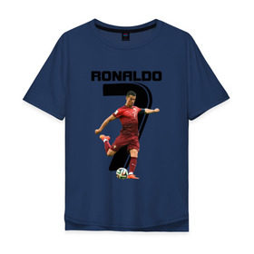 Мужская футболка хлопок Oversize с принтом Ronaldo в Кировске, 100% хлопок | свободный крой, круглый ворот, “спинка” длиннее передней части | роналдо