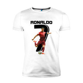 Мужская футболка премиум с принтом Ronaldo в Кировске, 92% хлопок, 8% лайкра | приталенный силуэт, круглый вырез ворота, длина до линии бедра, короткий рукав | роналдо