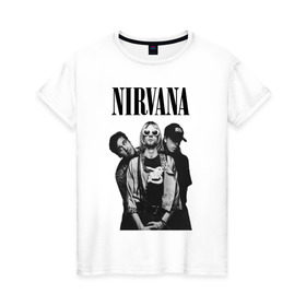 Женская футболка хлопок с принтом Nirvana Group в Кировске, 100% хлопок | прямой крой, круглый вырез горловины, длина до линии бедер, слегка спущенное плечо | kurt cobain | nirvana | курт кобейн | нирвана | нранж
