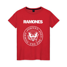 Женская футболка хлопок с принтом Ramones в Кировске, 100% хлопок | прямой крой, круглый вырез горловины, длина до линии бедер, слегка спущенное плечо | joey ramone | punk | ramones | панк | рамонес