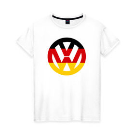 Женская футболка хлопок с принтом Wolksvagen в Кировске, 100% хлопок | прямой крой, круглый вырез горловины, длина до линии бедер, слегка спущенное плечо | wolksvagen авто фольцваген