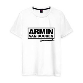 Мужская футболка хлопок с принтом Armin van Buuren в Кировске, 100% хлопок | прямой крой, круглый вырез горловины, длина до линии бедер, слегка спущенное плечо. | armada | armin van buuren | trance | армин