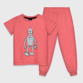 Детская пижама хлопок с принтом BENDER (color) в Кировске, 100% хлопок |  брюки и футболка прямого кроя, без карманов, на брюках мягкая резинка на поясе и по низу штанин
 | futurama | бендер | футурама