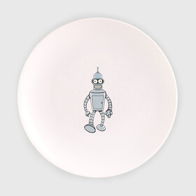Тарелка с принтом BENDER (color) в Кировске, фарфор | диаметр - 210 мм
диаметр для нанесения принта - 120 мм | futurama | бендер | футурама