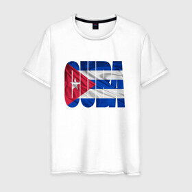 Мужская футболка хлопок с принтом Куба в Кировске, 100% хлопок | прямой крой, круглый вырез горловины, длина до линии бедер, слегка спущенное плечо. | куба | путешествие | туризм | флаг