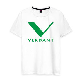 Мужская футболка хлопок с принтом VERDANT в Кировске, 100% хлопок | прямой крой, круглый вырез горловины, длина до линии бедер, слегка спущенное плечо. | green arrow | vetda | зеленая стрела | оливер