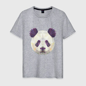 Мужская футболка хлопок с принтом Панда, Голова панды в Кировске, 100% хлопок | прямой крой, круглый вырез горловины, длина до линии бедер, слегка спущенное плечо. | Тематика изображения на принте: панда