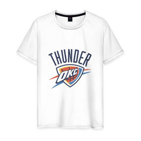 Мужская футболка хлопок с принтом NBA OKLAHOMA THUNDER OKC в Кировске, 100% хлопок | прямой крой, круглый вырез горловины, длина до линии бедер, слегка спущенное плечо. | Тематика изображения на принте: nba | nba thunder basketball 2015thunder | okc | oklahoma | баскетбол