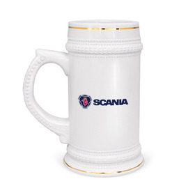Кружка пивная с принтом SCANIA в Кировске,  керамика (Материал выдерживает высокую температуру, стоит избегать резкого перепада температур) |  объем 630 мл | Тематика изображения на принте: scania | грузовик | скания