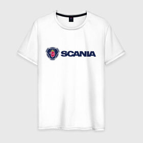 Мужская футболка хлопок с принтом SCANIA в Кировске, 100% хлопок | прямой крой, круглый вырез горловины, длина до линии бедер, слегка спущенное плечо. | scania | грузовик | скания
