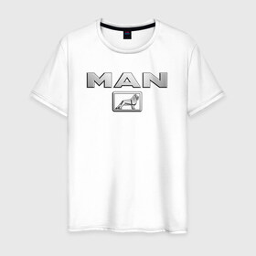 Мужская футболка хлопок с принтом MAN в Кировске, 100% хлопок | прямой крой, круглый вырез горловины, длина до линии бедер, слегка спущенное плечо. | man | дальнобой | дальнобойщик