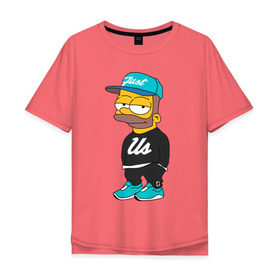 Мужская футболка хлопок Oversize с принтом Барт Симпсон в Кировске, 100% хлопок | свободный крой, круглый ворот, “спинка” длиннее передней части | bart | simpsons | барт симпсон | симпсон