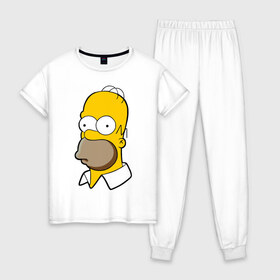 Женская пижама хлопок с принтом Homer в Кировске, 100% хлопок | брюки и футболка прямого кроя, без карманов, на брюках мягкая резинка на поясе и по низу штанин | homer simpson симпсоны барт гомер