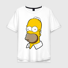 Мужская футболка хлопок Oversize с принтом Homer в Кировске, 100% хлопок | свободный крой, круглый ворот, “спинка” длиннее передней части | homer simpson симпсоны барт гомер